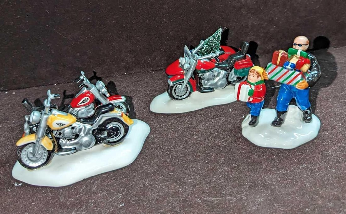 Retired Snow Village Harley Davidson Christmas Figurines (1 of 12)