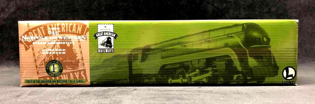Lionel 746 Norfolk & Western Steam Locomotive: Lionel Hallmark Great American Railways Series, Limited Edition 746 Norfolk & Western Steam Locomotive in original packaging. COA included. It measures approximately 16-1/2" x 4" x 3" and it weighs 2.