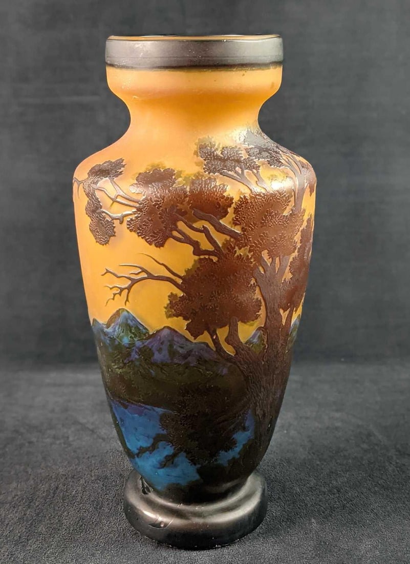 Acid Tree Etched Glass Vase Galle Reproduction (1 of 10)
