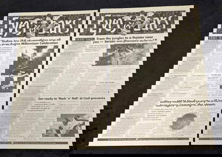 Two Disney Eyes & Ears Cast Member Newsletter Tarzan: Two Disney Eyes & Ears Cast Member Newsletter Tarzan. This lot includes Disney cast-member (employee) newsletters from June 3, 1999 and September 30, 1999. Each is approx 11" x 17" and the