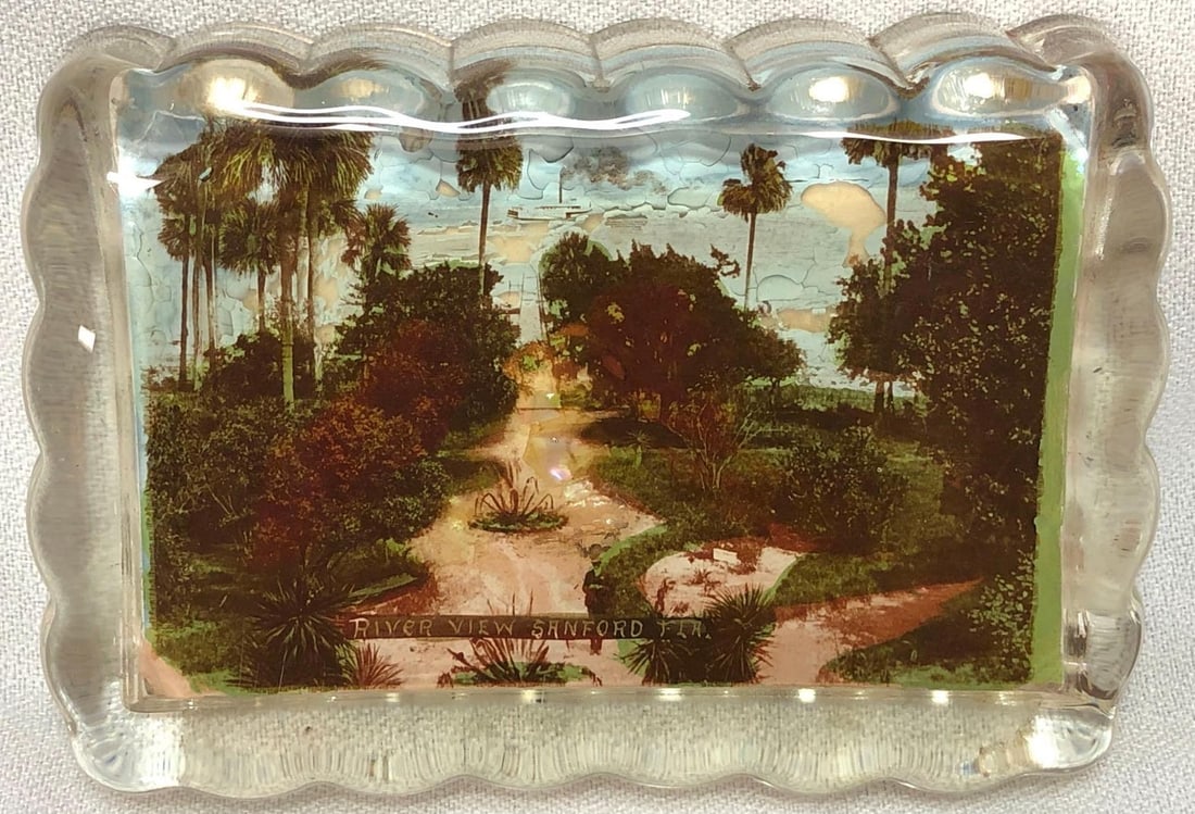 Art Deco Mixed Media Glass Paperweight - Sanford, FLA (1 of 5)