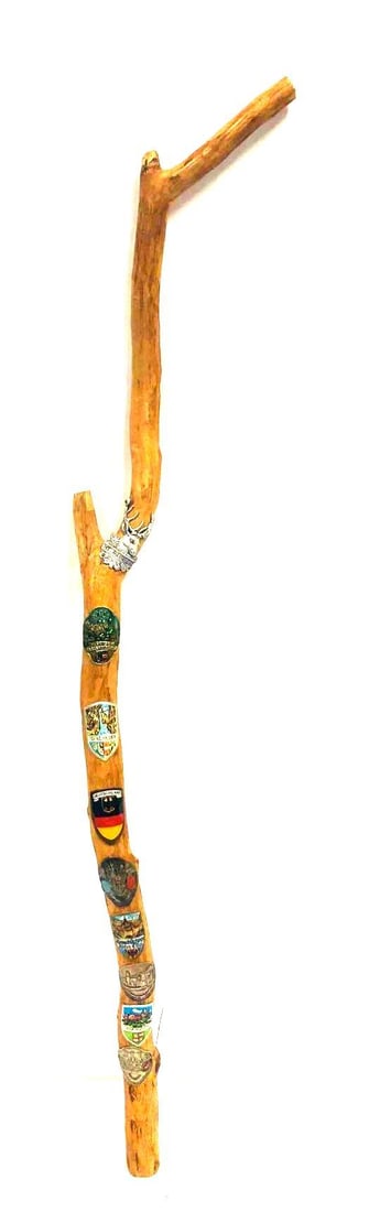 Unique Walking Stick With Multiple Medallions/Badges (1 of 12)
