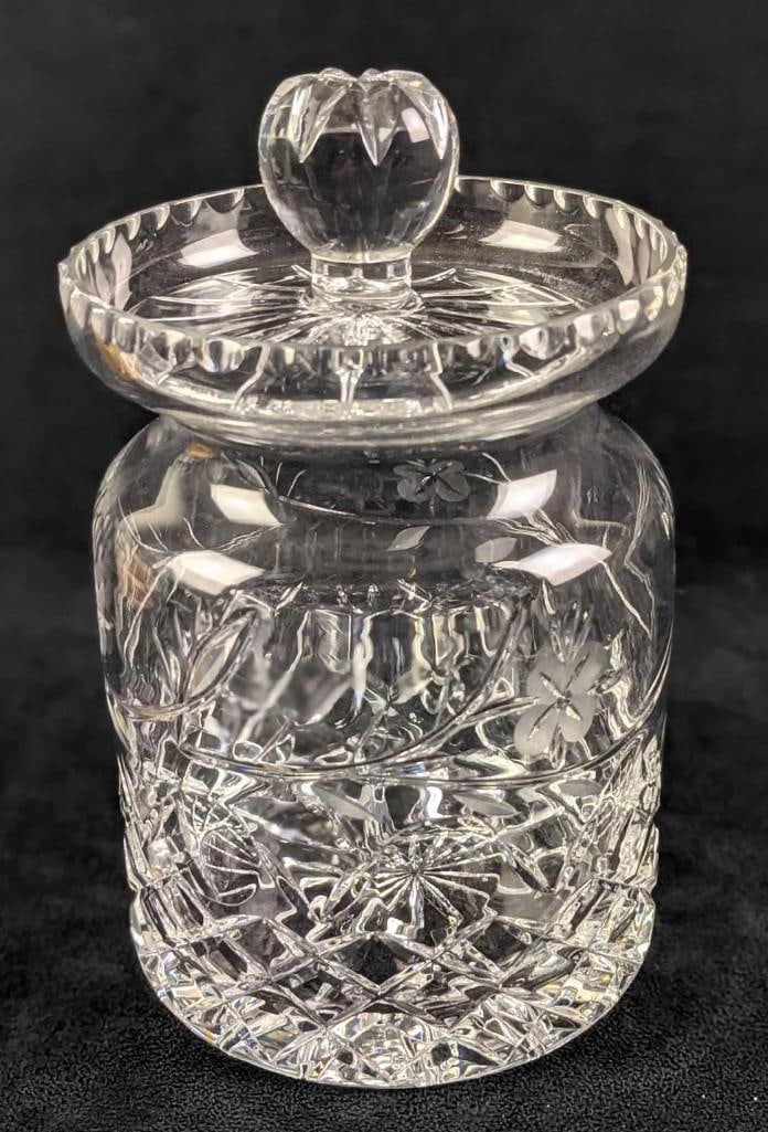 Crystal Cookie Jar With Lid Similar To Waterford Glandore Cut (1 of 7)