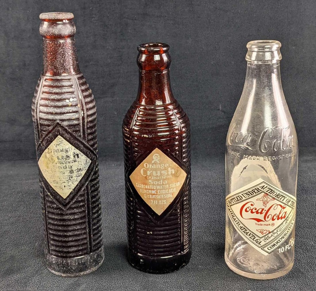 Vintage Coca Cola & Orange Crush Glass Bottles (1 of 9)
