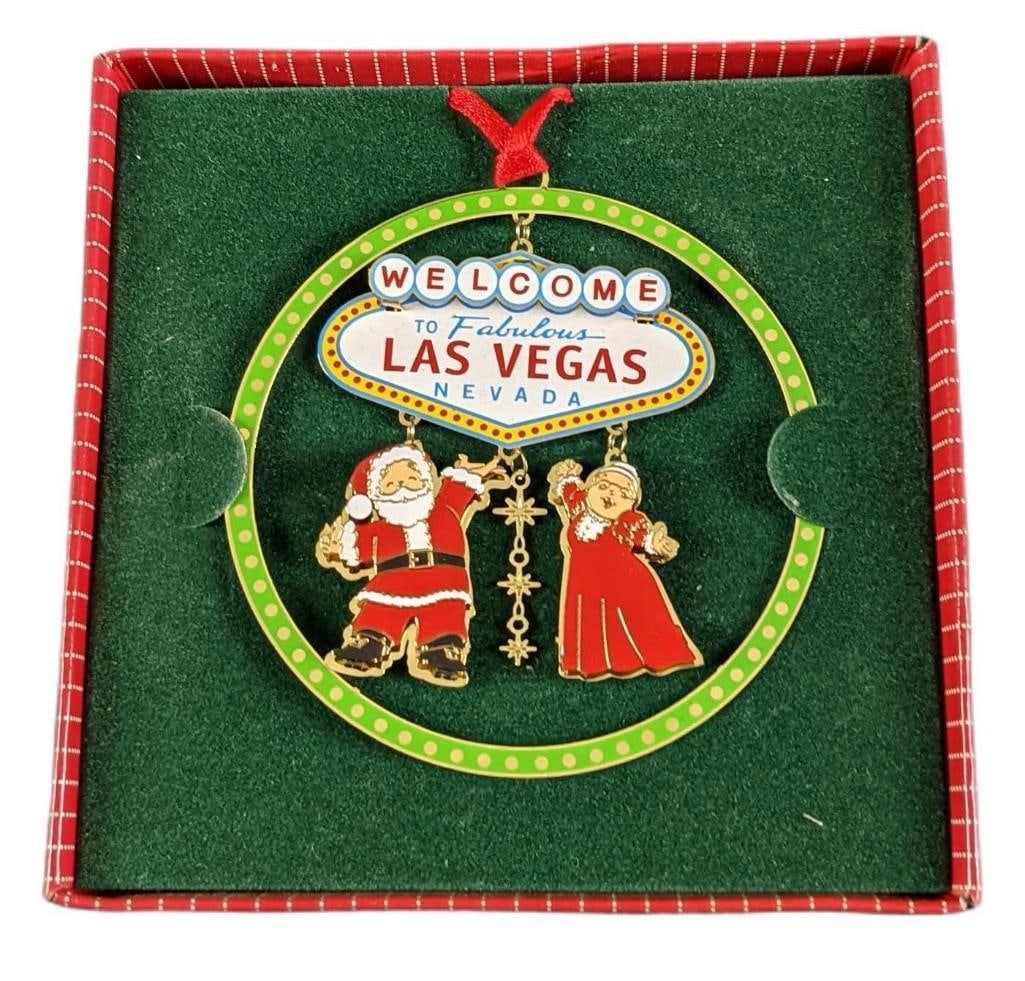 Welcome To Fabulous Las Vegas Santa Ornament: Welcome To Fabulous Las Vegas Santa Ornament. By ABC Stores and was released in 2007. Comes in its original box which is approx 4 1/2" x 1/2" x 4 1/2" and weighs under one pound at .09lb. 