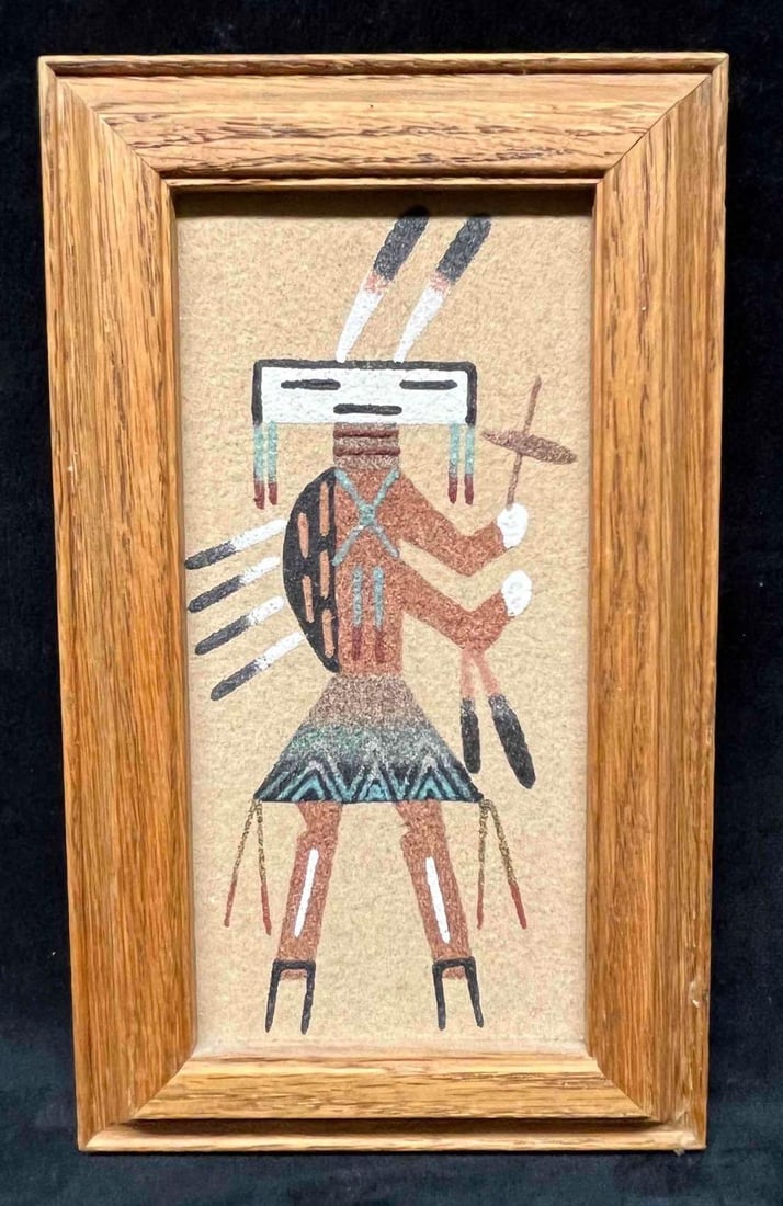 Signed Navajo Sand Painting Native American Art (D) (1 of 4)