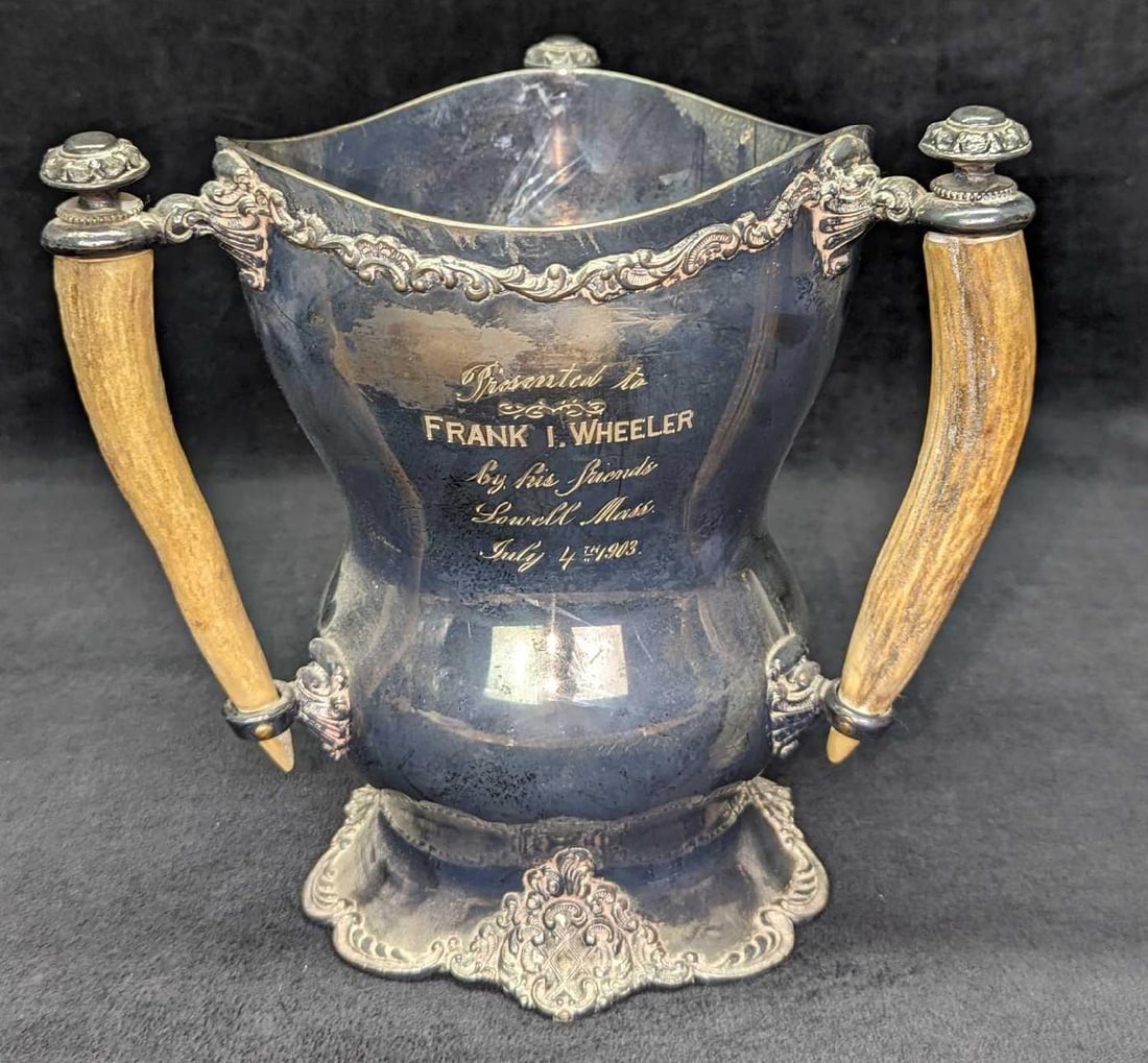 Antique Stag Horn Handled Silver Plated Trophy (1 of 6)