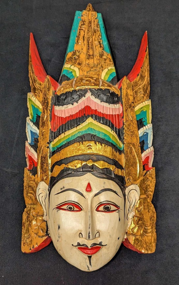 Vintage Muli-Color Indian Wall Art Mask (1 of 6)
