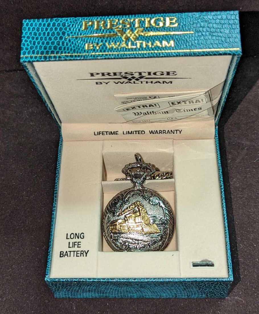 Waltham Prestige Train Pocket Watch Japan Movement (1 of 7)