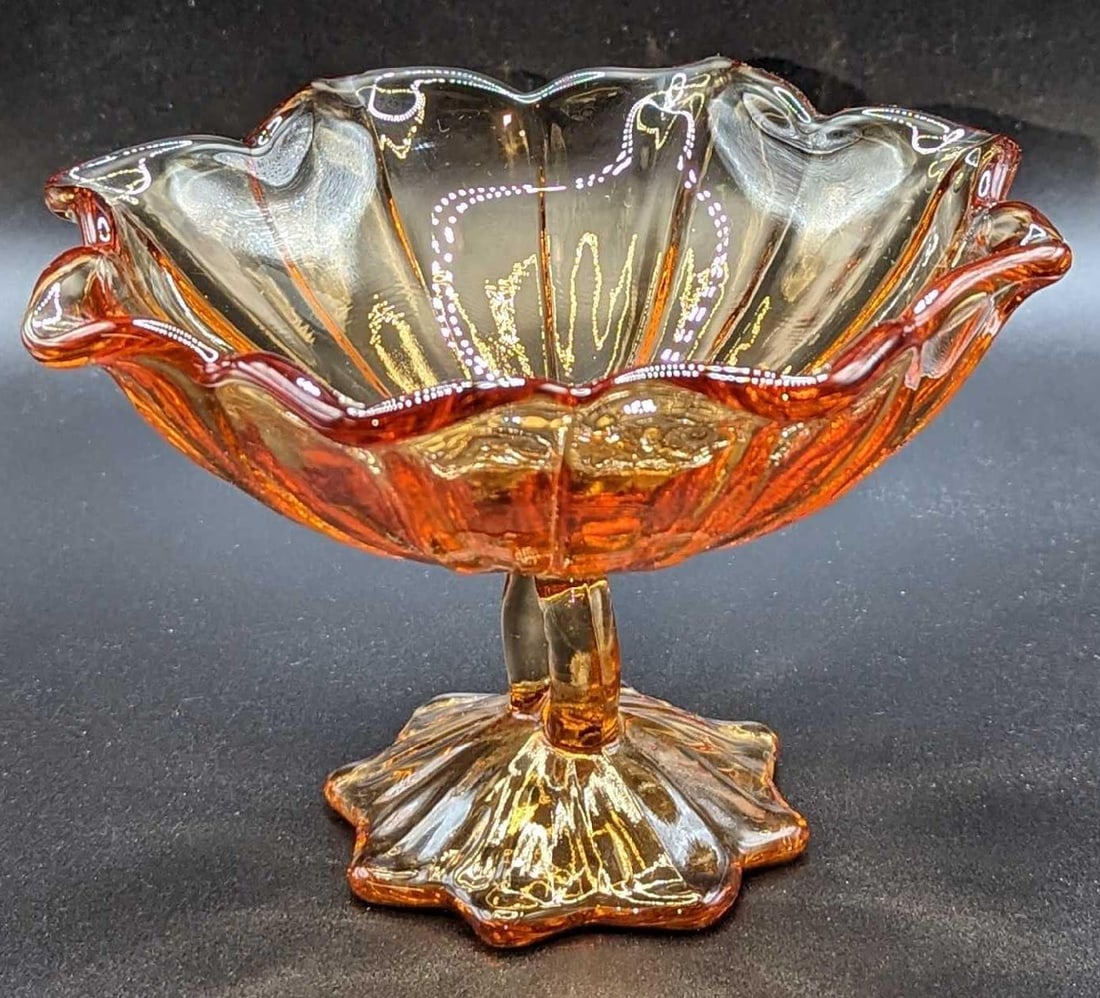 Vintage Amber Glass Pedestal Candy Dish (1 of 6)
