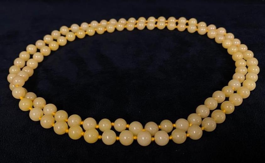Vintage Yellow Jade Bead Necklace (1 of 3)