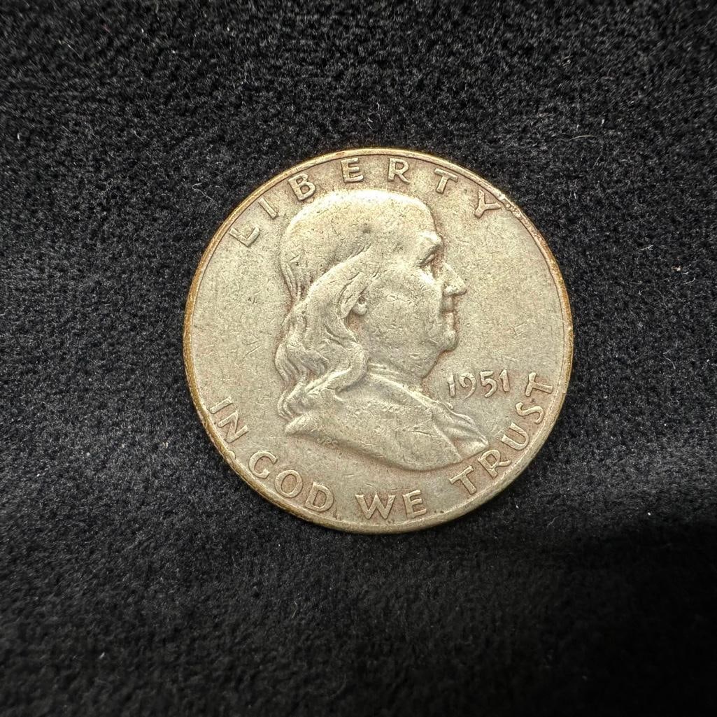 1951 D Franklin Silver Half Dollar (1 of 2)