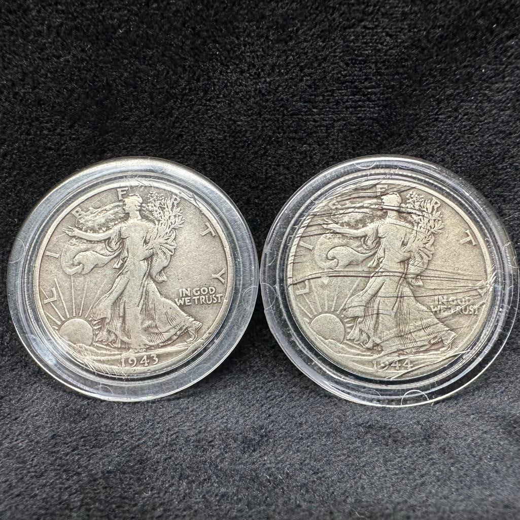 1943 & 1944 Walking Liberty Half Dollar Pair (1 of 2)