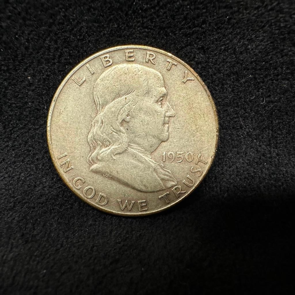1950 D Franklin Silver Half Dollar (1 of 2)