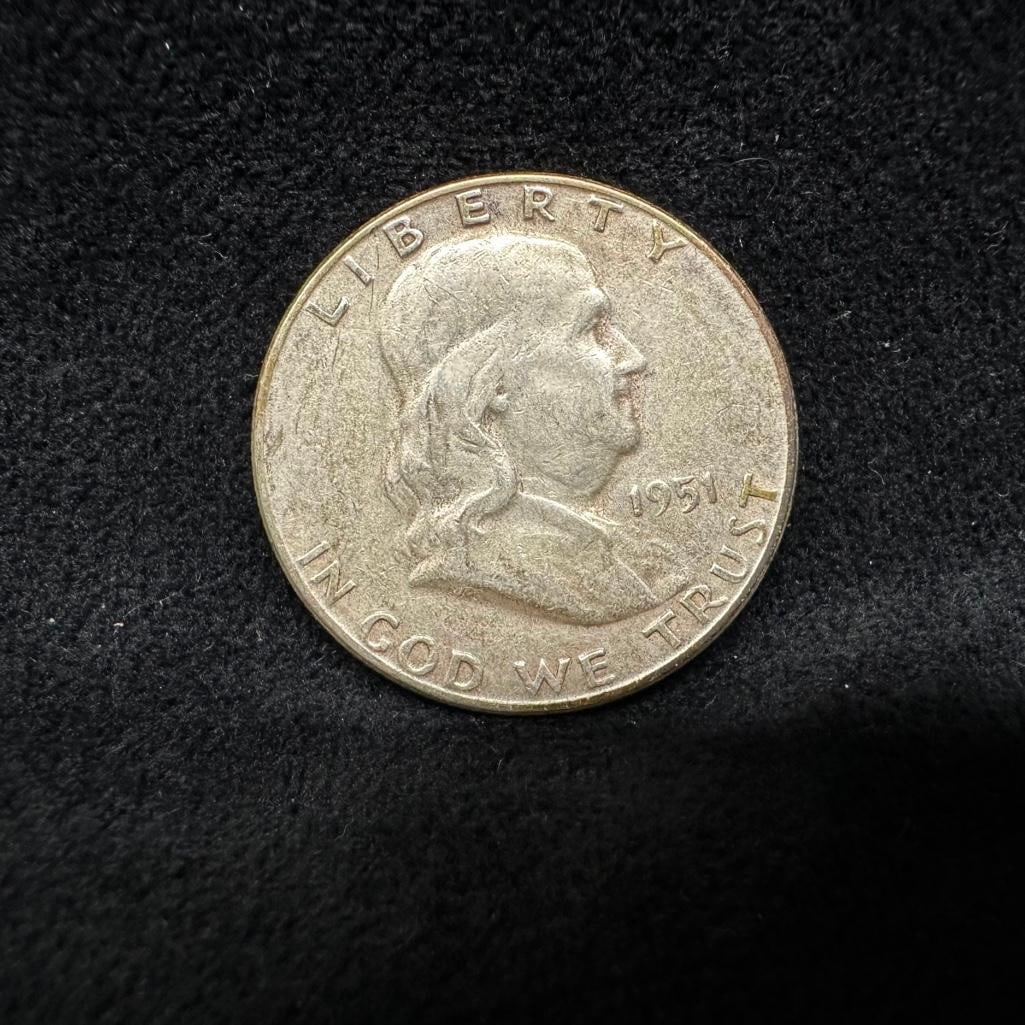 1951 D Franklin Silver Half Dollar (1 of 2)