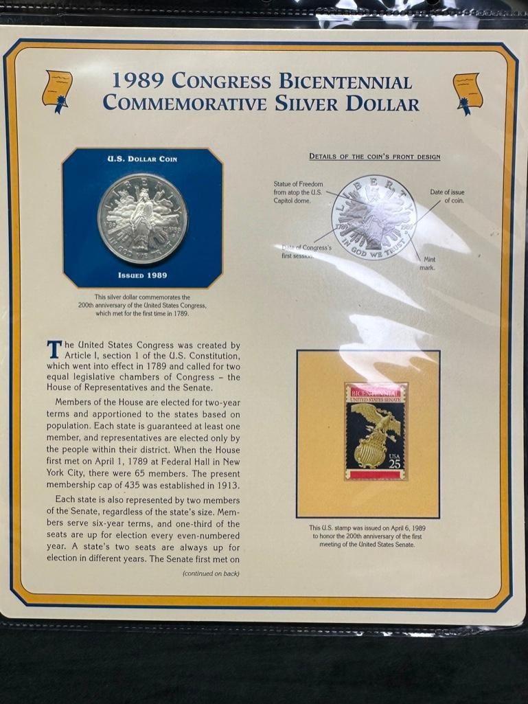 1989 Commemorative Silver Dollar Collector Panel (1 of 2)