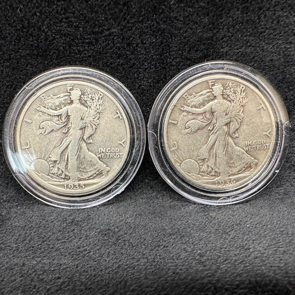 1935 & 1936 Walking Liberty Half Dollar Pair (1 of 2)