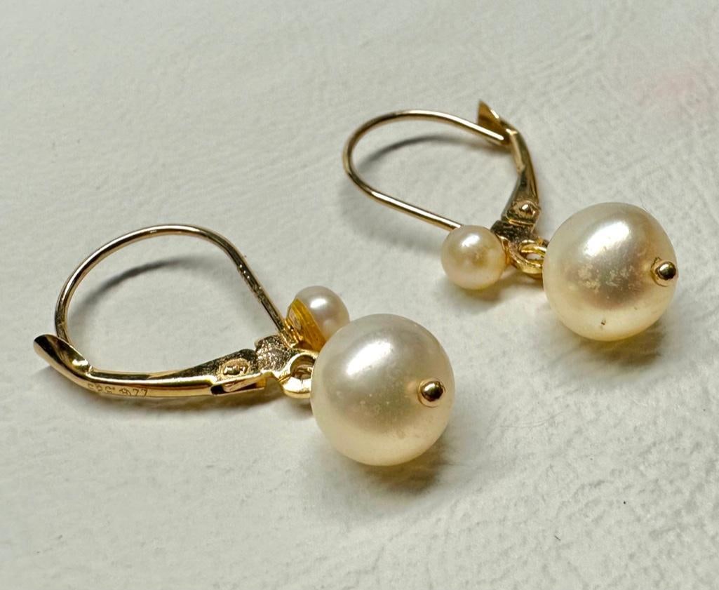 14k Gold Pearl Dangle Earrings (1 of 3)