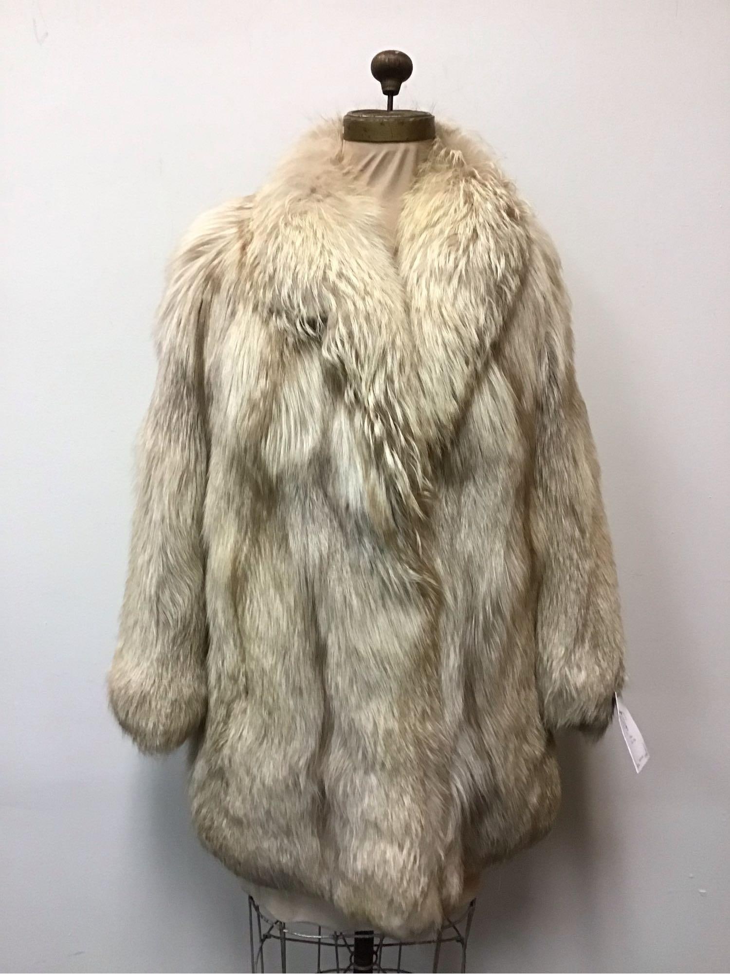 Beige Oxidized Fox Fur Coat Jacket Vintage Fashion (1 of 7)