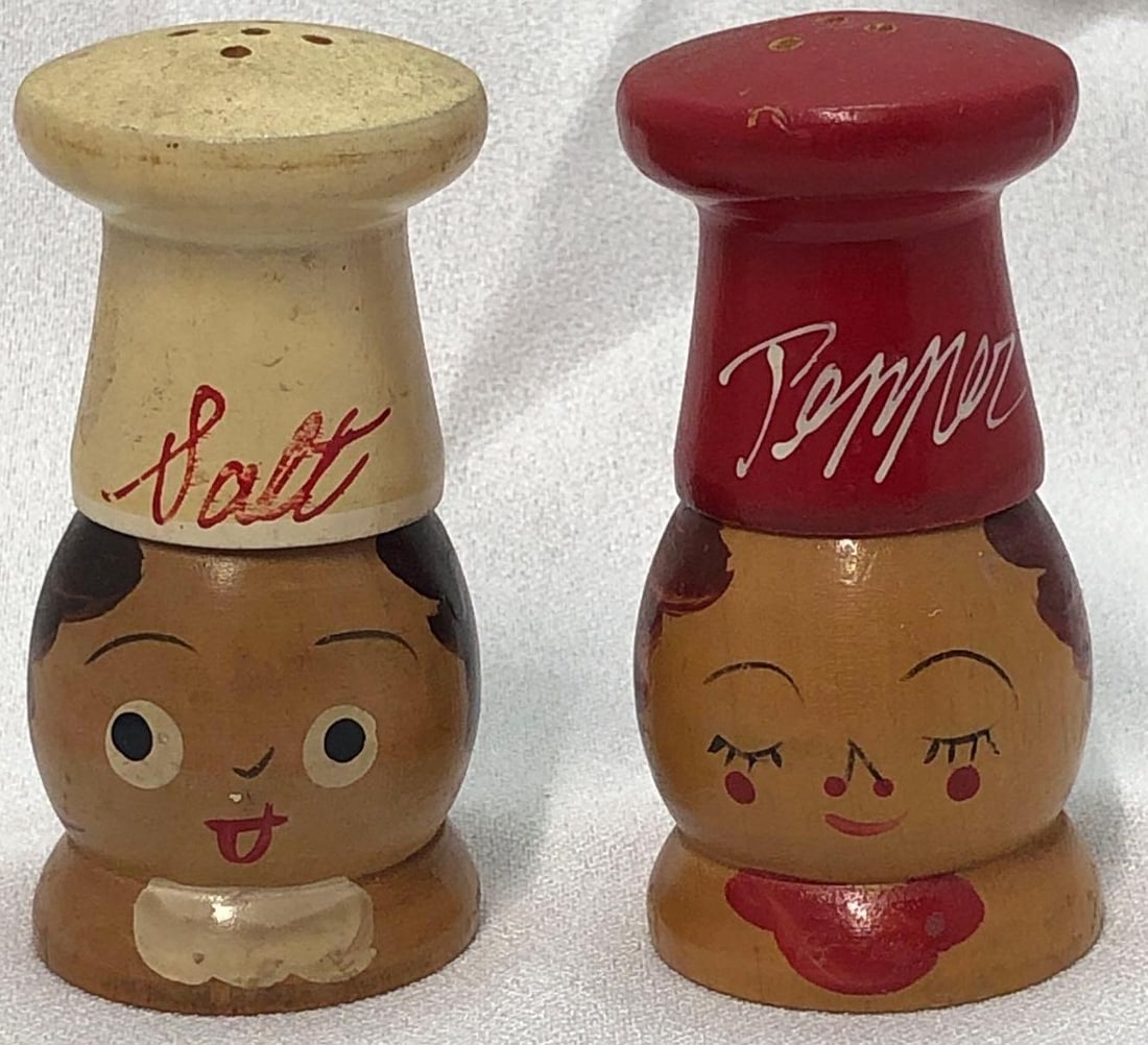 Vintage Hand Painted Wooden Salt & Pepper Shakers (1 of 5)