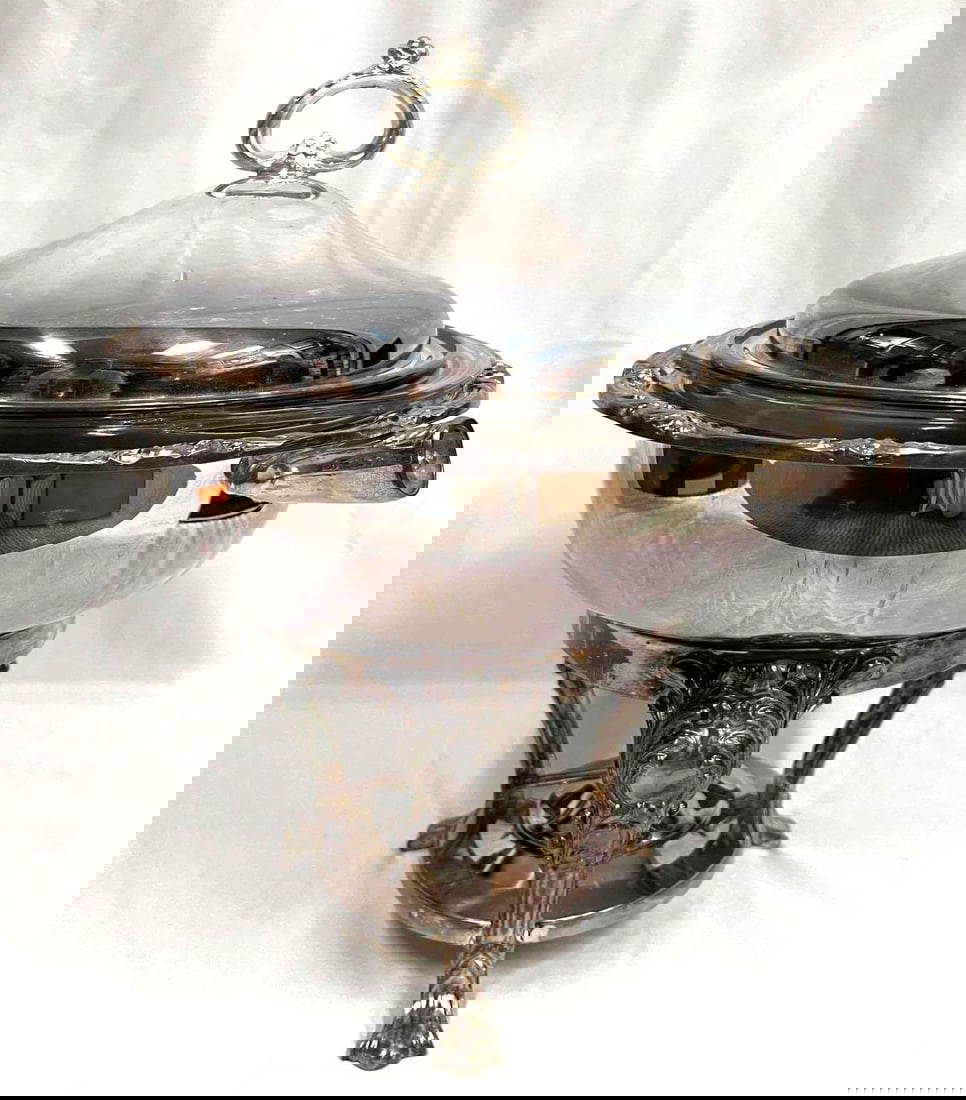 Pilgrim Silver Plated Chafing Dish With Pyrex Insert Auction