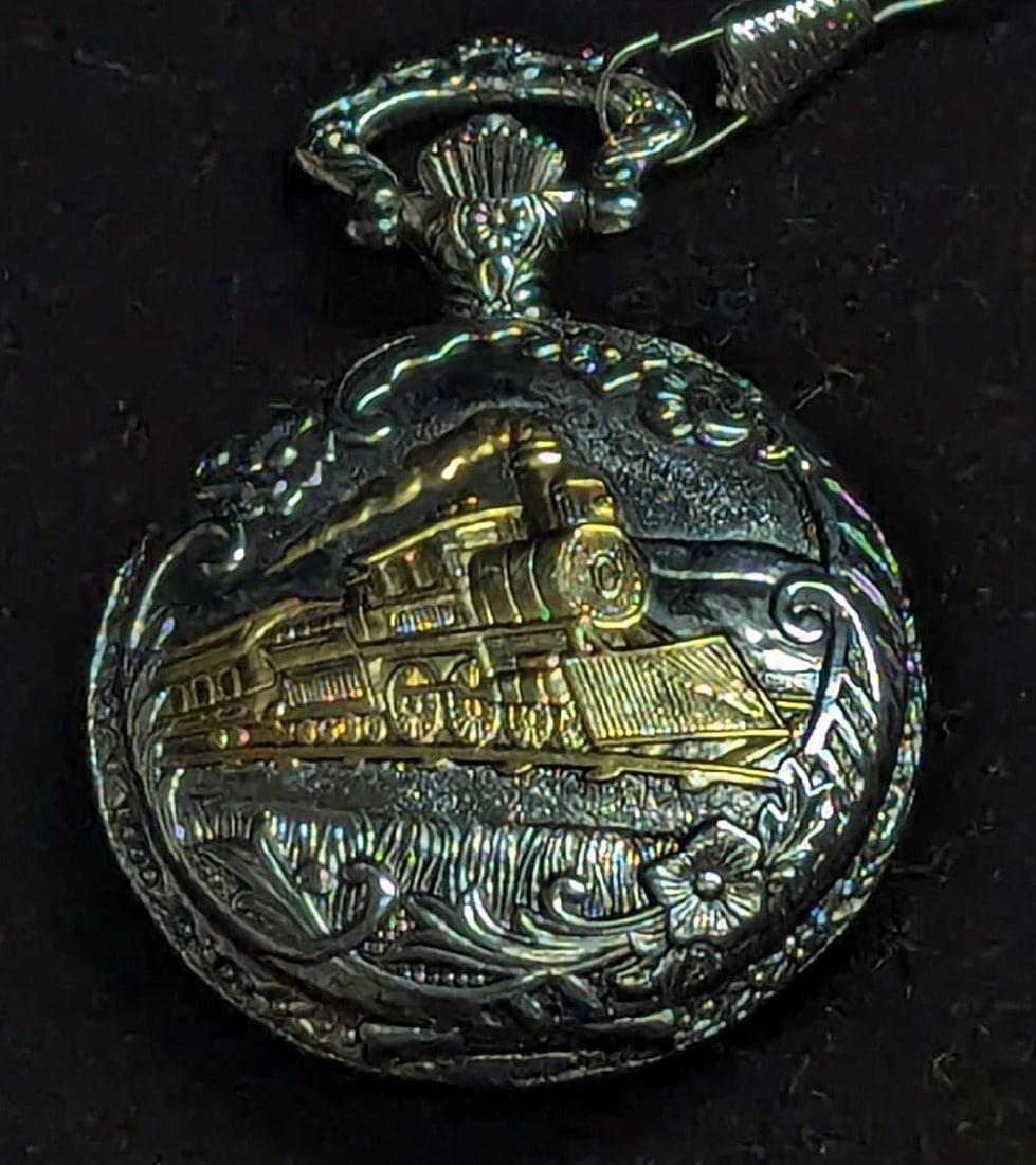Geneva Train Locomotive Pocket Watch (1 of 7)