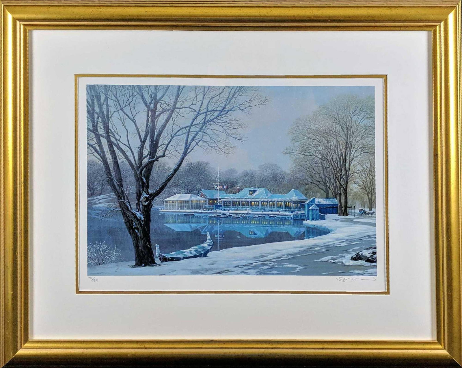 Central Park Boathouse Winter Chen Framed Print W3 (1 of 7)