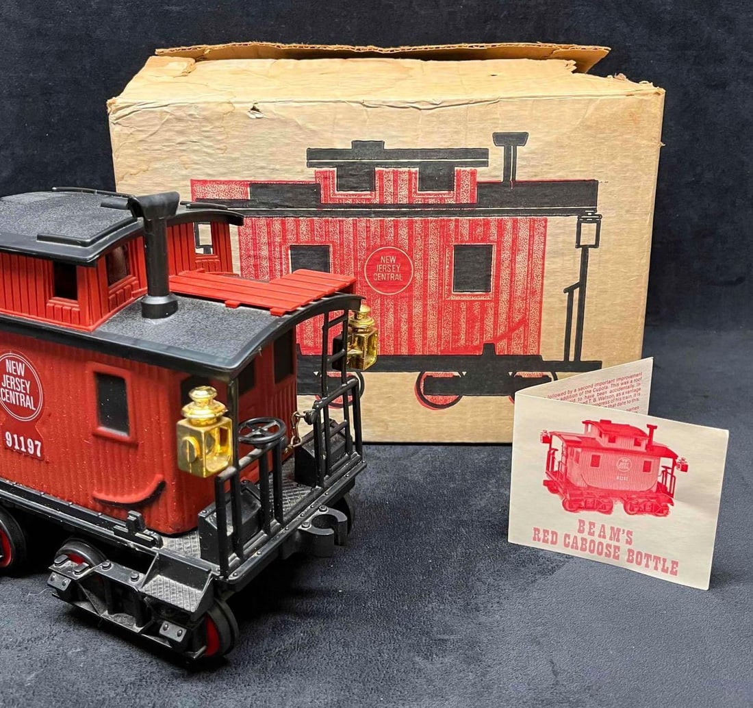 Empty Jim Beam N.J. Central Red Caboose 91197 Decanter In Original Box (1 of 19)