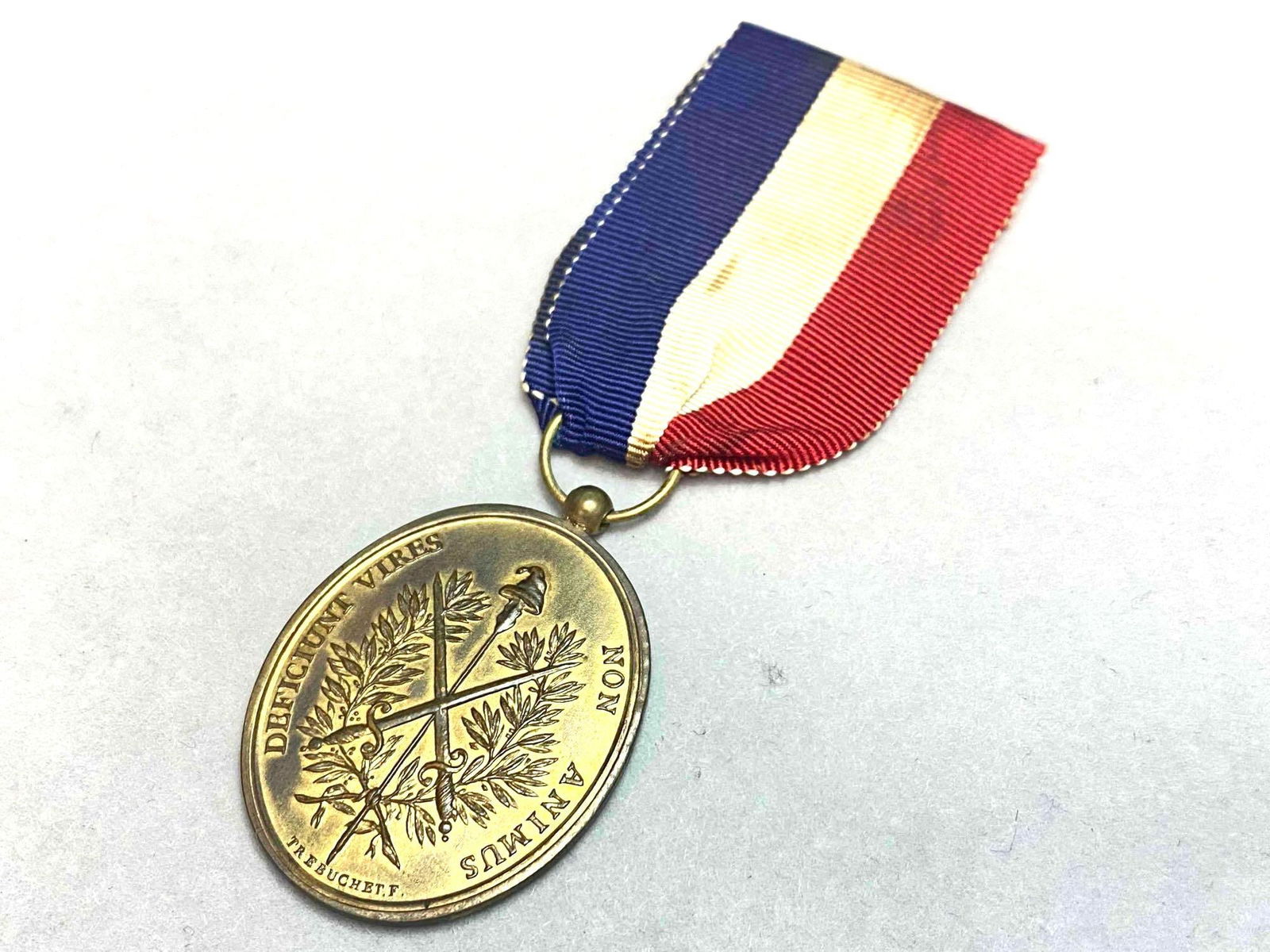 FRENCH MEDAL FOR "DEFICIUNT VIRES NON ANIMUS," BY TREBUCHET (1 of 5)