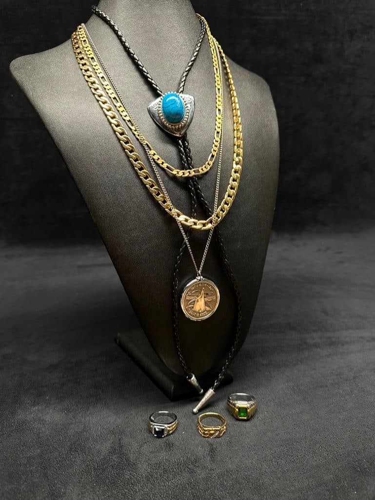 Lot of Mens Costume Jewelry & Bolo Tie (1 of 5)