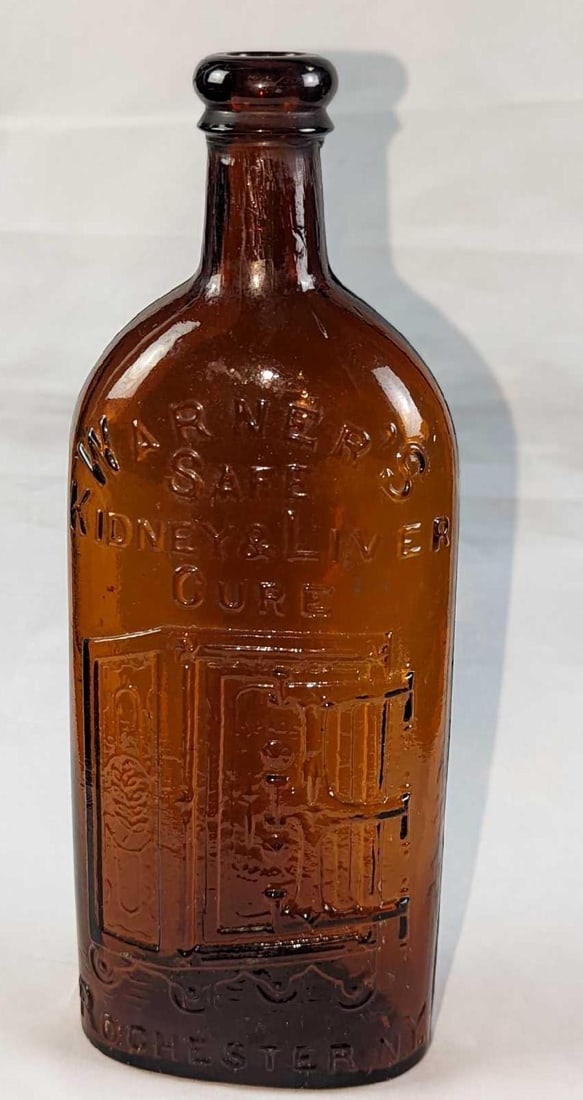 Antique Warners Safe Liver & Kidney Cure Amber Bottle (1 of 6)
