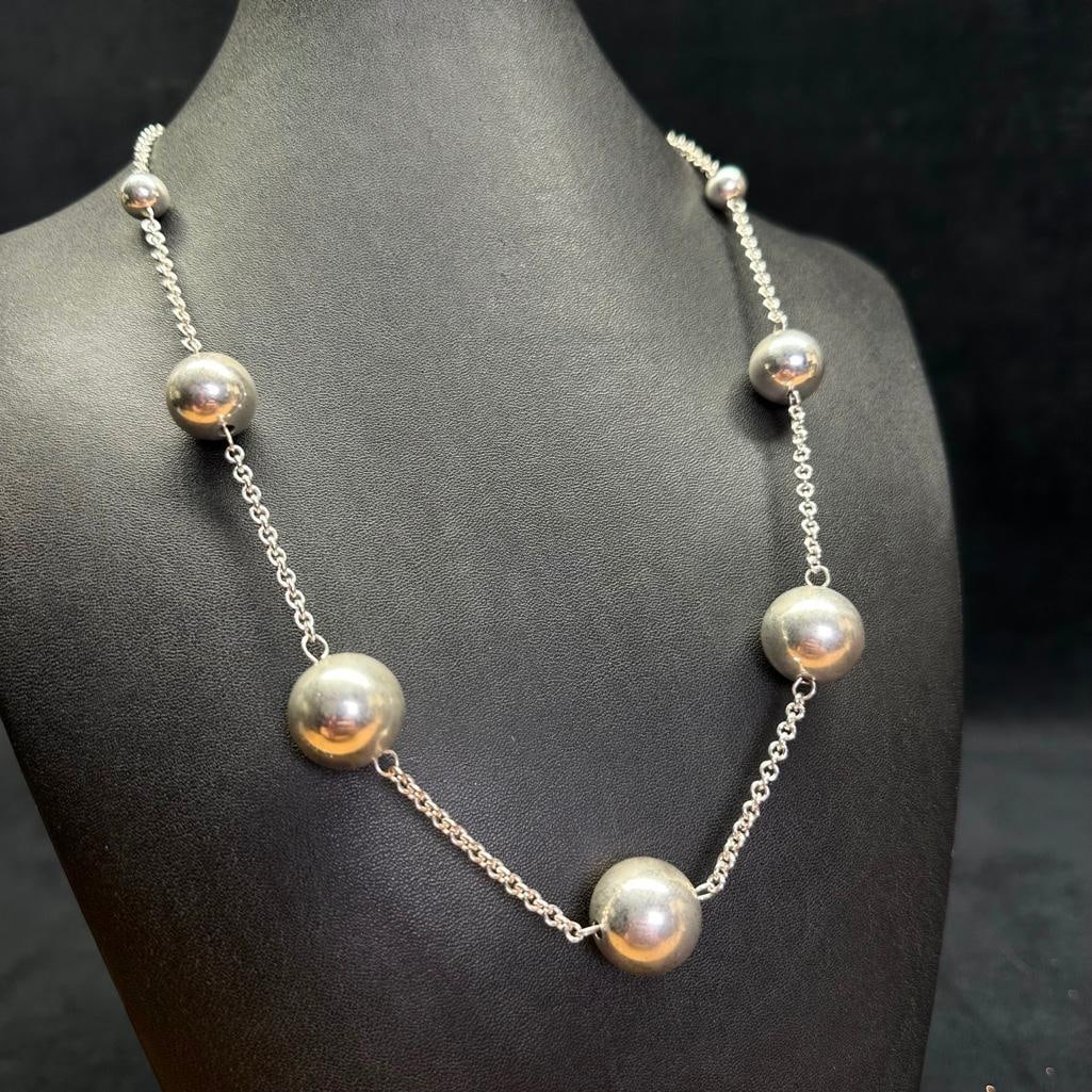 Sterling Silver Chain Necklace With Large Round Beads (1 of 3)