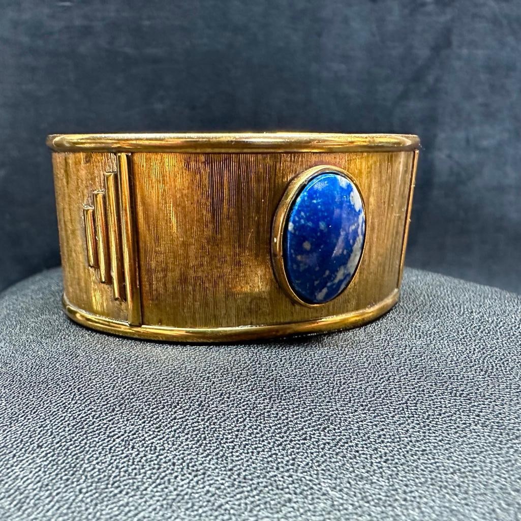 Brass Bangle With Lapis Lazuli (1 of 3)