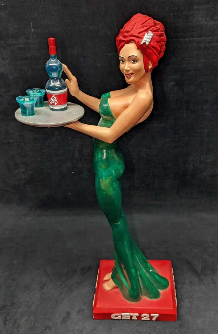 Get 27 Liqueur Bar Art Red Headed Pin Up Woman Statue (1 of 10)