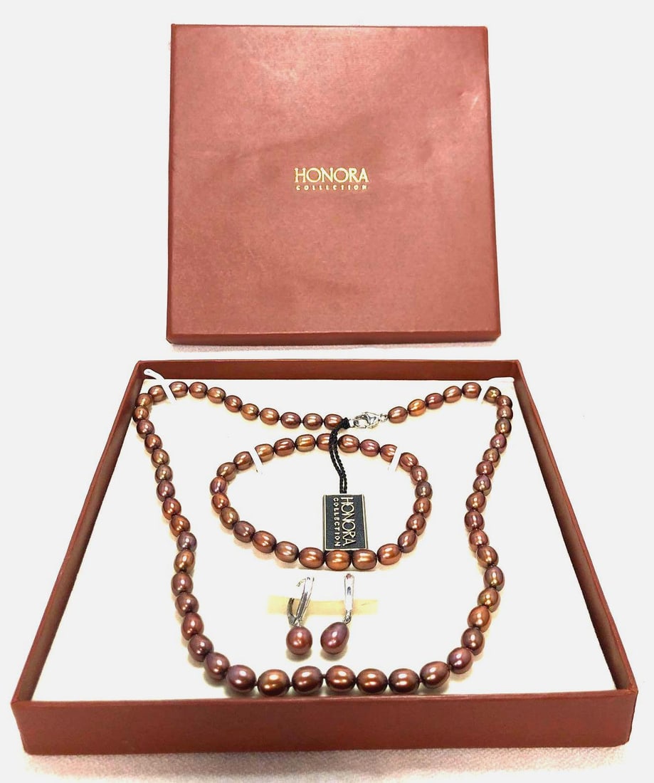 Honora Cultured Freshwater Chocolate Pearl Set (1 of 3)