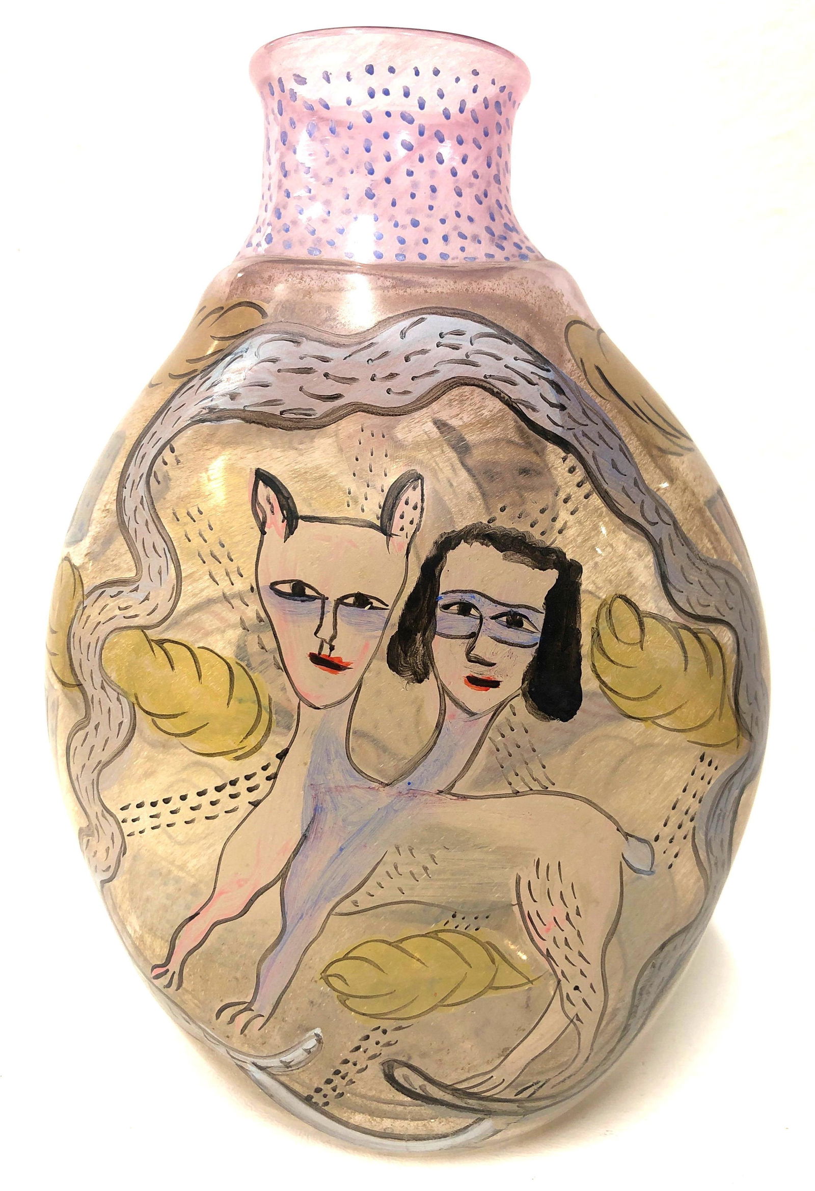 Kosta Boda Swedish Art Glass - "Unique" Abstract Flask Bottle Vase - Ulrica Vallien - Signed (1 of 6)