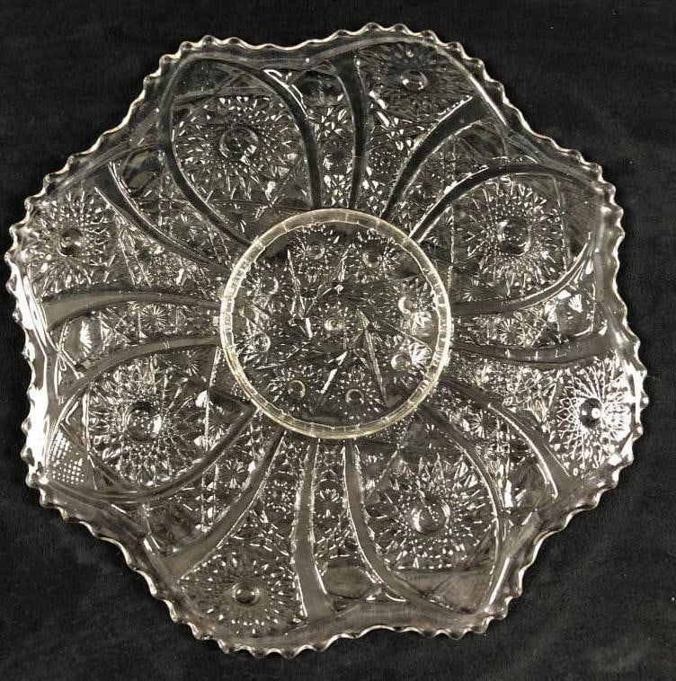 Vintage Pressed Glass Serving Tray Platter Flower (1 of 8)