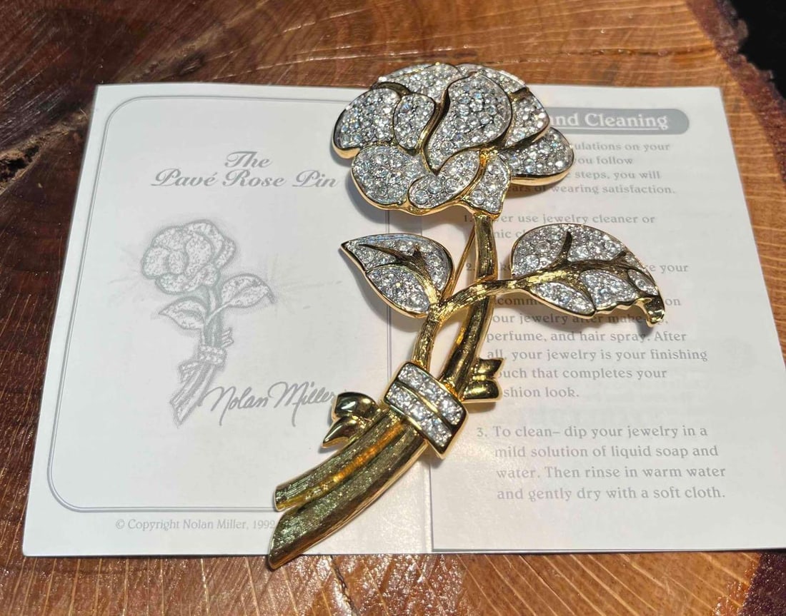 Nolan Miller Pave Rose Pin Brooch With COA 1992 (1 of 7)