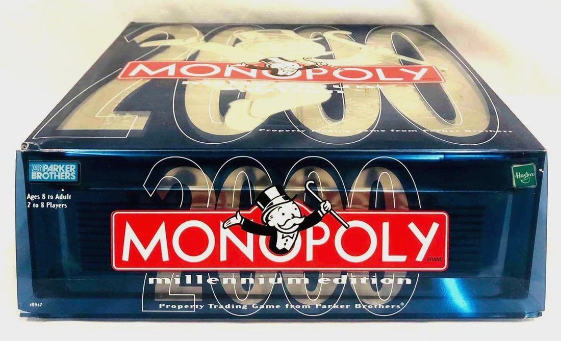 Monopoly 2000 Millennium Edition: This lot contains a game of Monopoly 2000 millennium edition. The game comes in its original packaging. The box is approx 10 3/4" x 10 3/4" x 3 1/2" and weighs about 3.8lbs. Overall the ga
