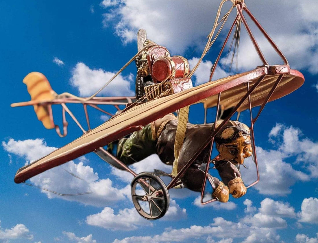 Vintage Old Timey Experimental Plane With Pilot Model Steampunk (1 of 13)