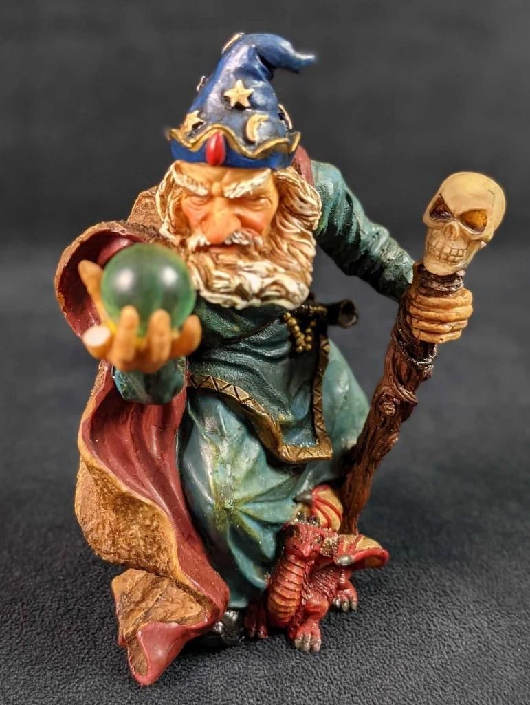Wizard With Skull Staff Dragon Resin Figurine (1 of 7)