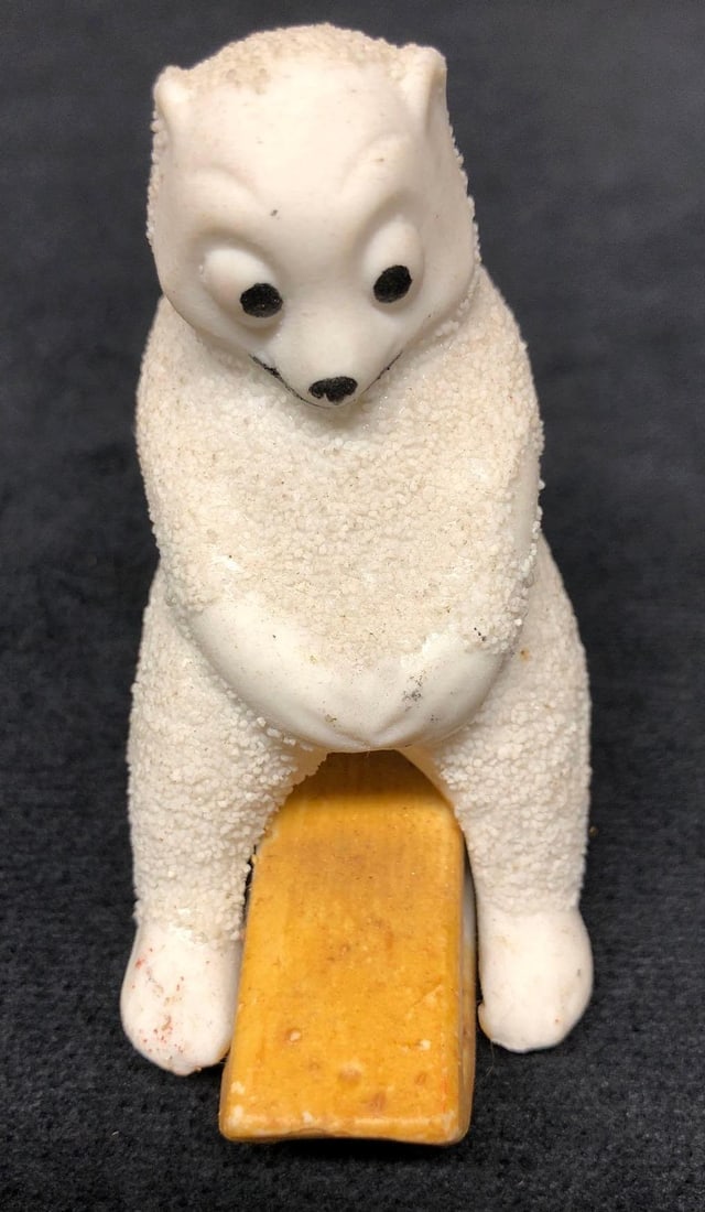 Antique Hertwig Porcelain Bisque Snow Baby - Polar Bear on Sled - Made in Germany (1 of 6)