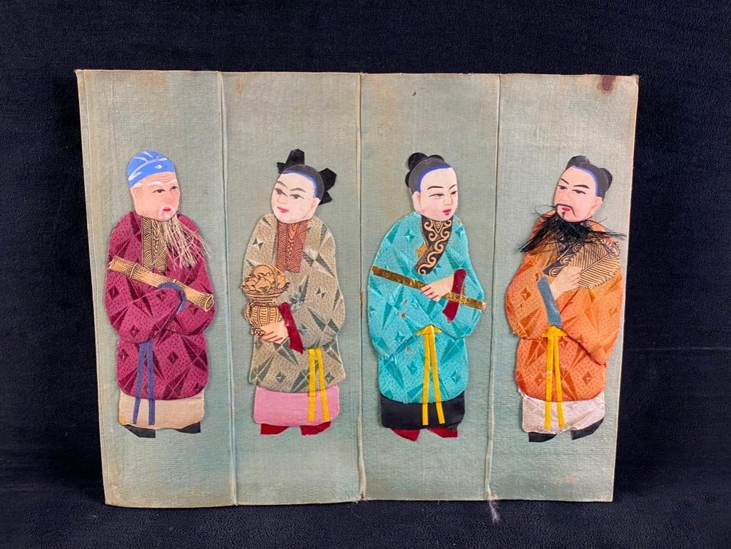 Vintage Silk/Paper Chinese 8 Immortals Octagon Box (1 of 6)