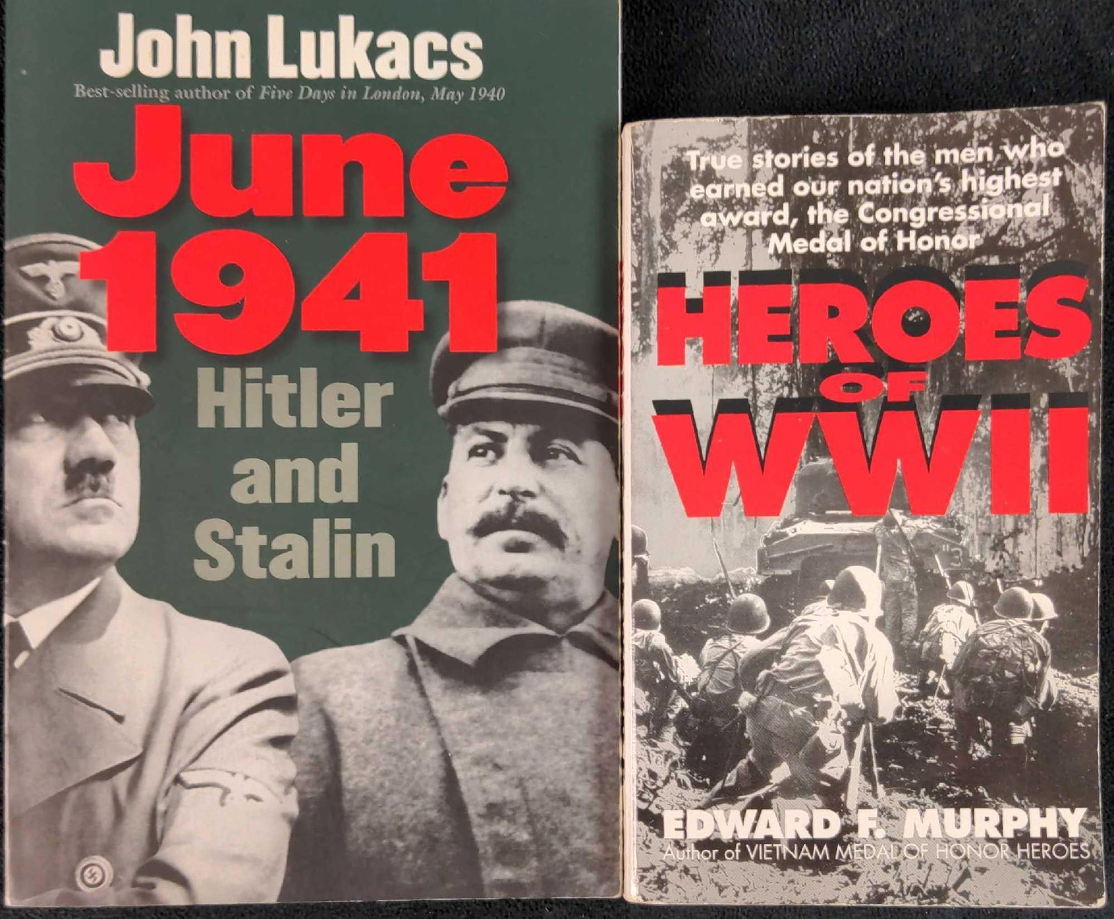 June 1941 Hitler And Stalin And Heroes Of WWII Paperbacks: This lot includes: (1) Heroes Of WWII By Edward F. Murphy. Was published by Ballantine Books (USA) in 1992. The book is approx 4" x 1" x 7" and is in a good, used condition with shelf-wear