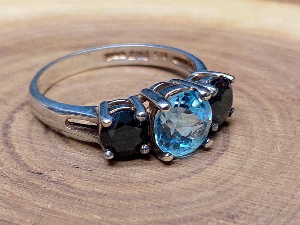 Sterling Silver Topaz & Sapphire Ring (1 of 7)
