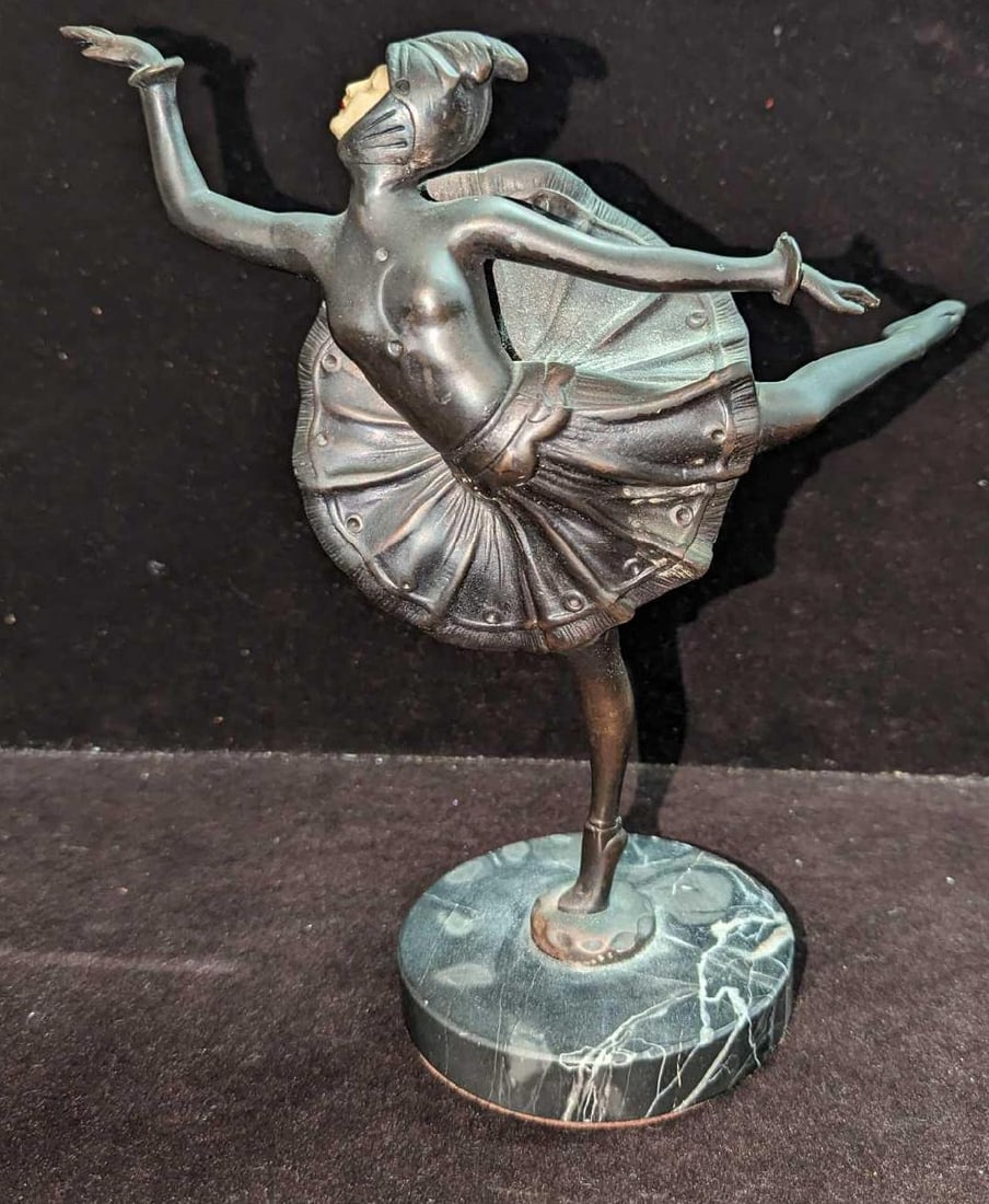 Francaise Art Deco Ballet Dancer Statue Marble Base (1 of 8)