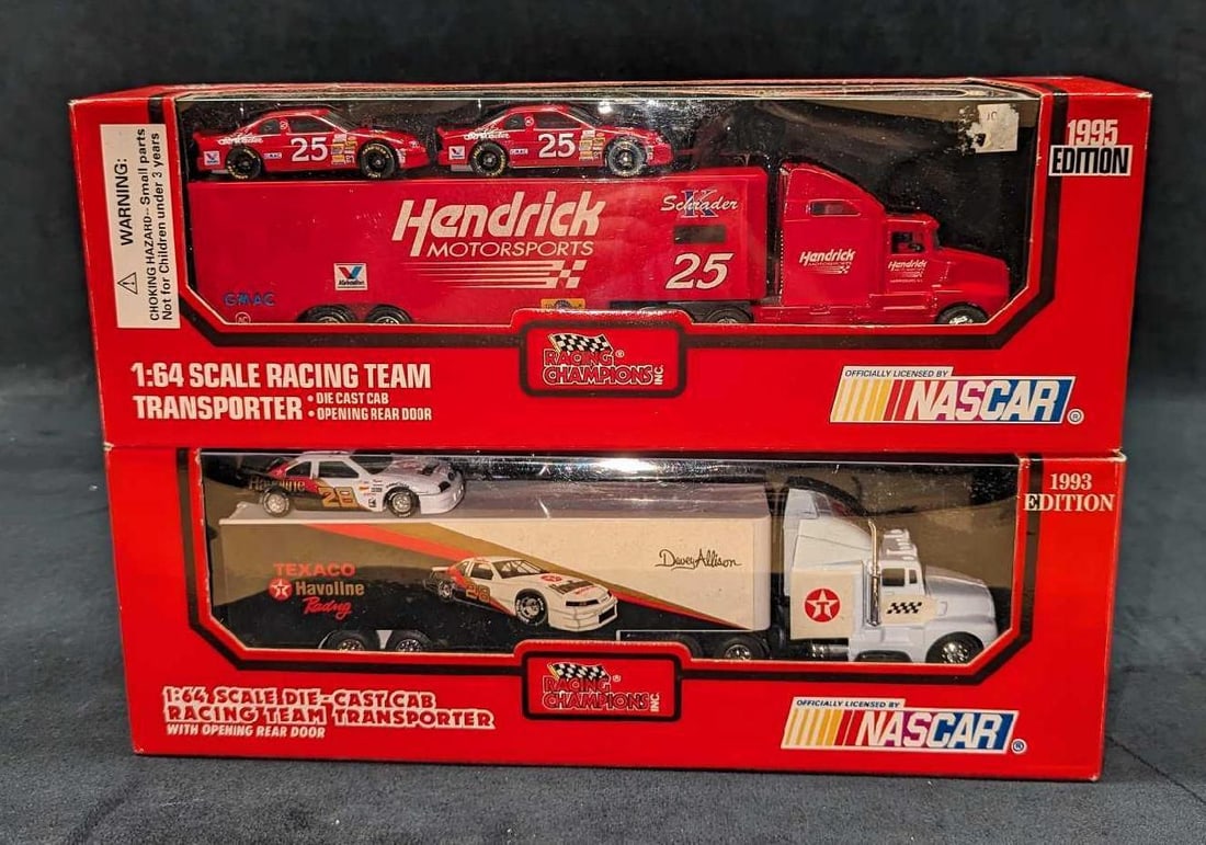 2 Racing Champions Texaco & Hendrick Racing Team Transporters: 2 Racing Champions Texaco & Hendrick Racing Team Transporters. This lot includes" (1) Sealed Texaco Havoline Racing 1:64 Scale Die-Cast Car Racing Team Transporter. 1993 Edition. Comes in its