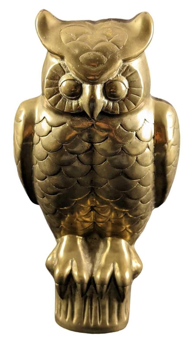 JB Large Brass Owl On Perch Statue (1 of 11)
