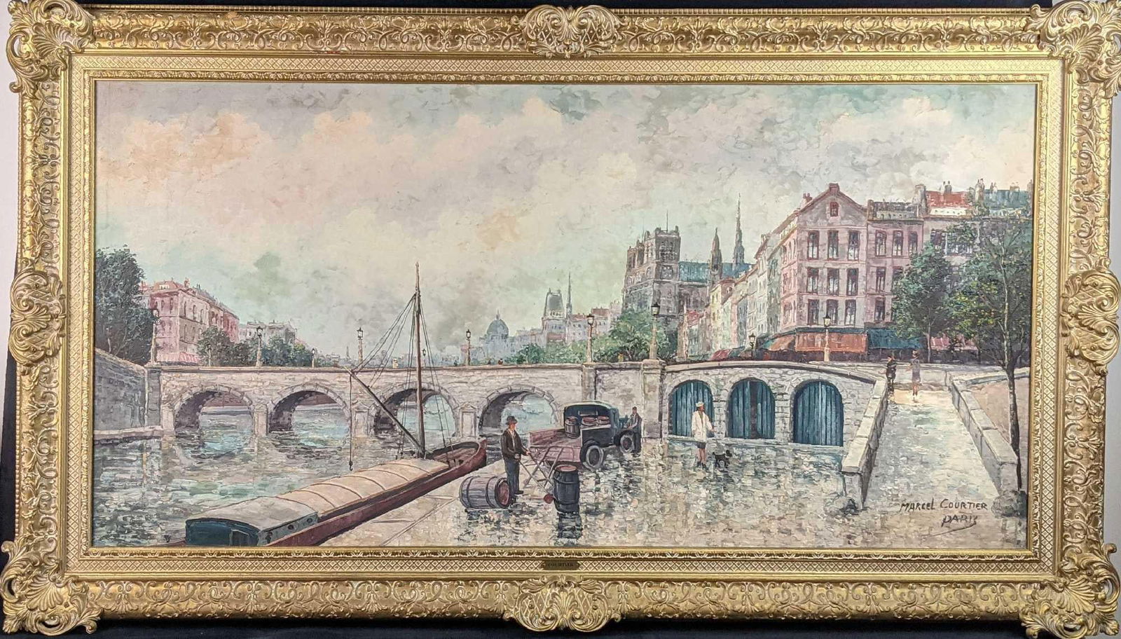 Larged Framed Marcel Courtier Original Oil Paris (1 of 9)