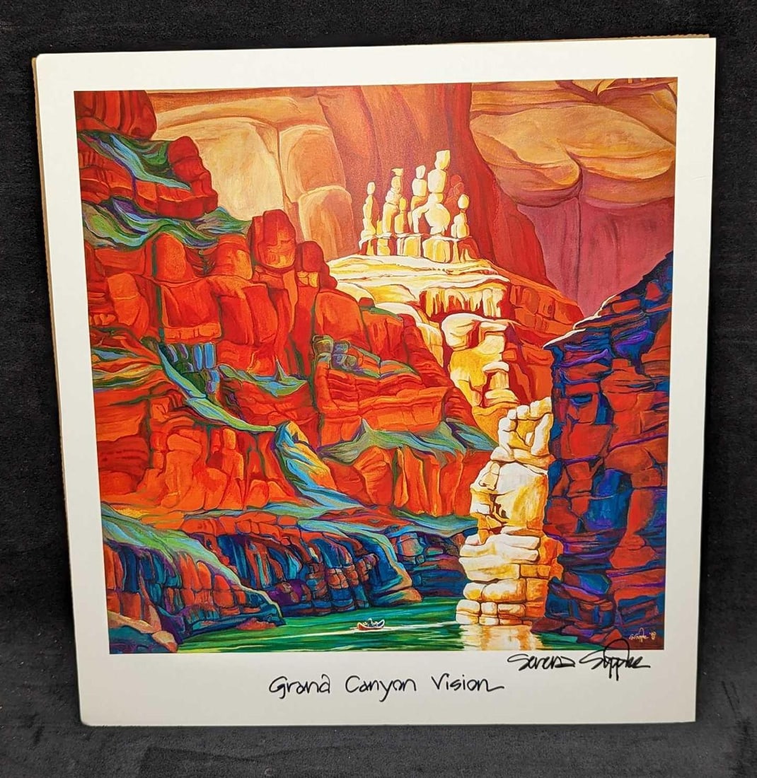 Signed Serena Supplee Grand Canyon Vision Print: Signed Serena Supplee Grand Canyon Vision Print. The print was signed by the artist on the bottom right of the print. The print is approx 14" x 15" and it weighs 0.31lb. There are some light c